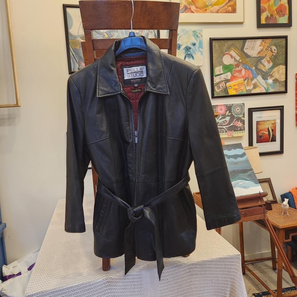 Pelle Studio Black Leather Jacket with Belt